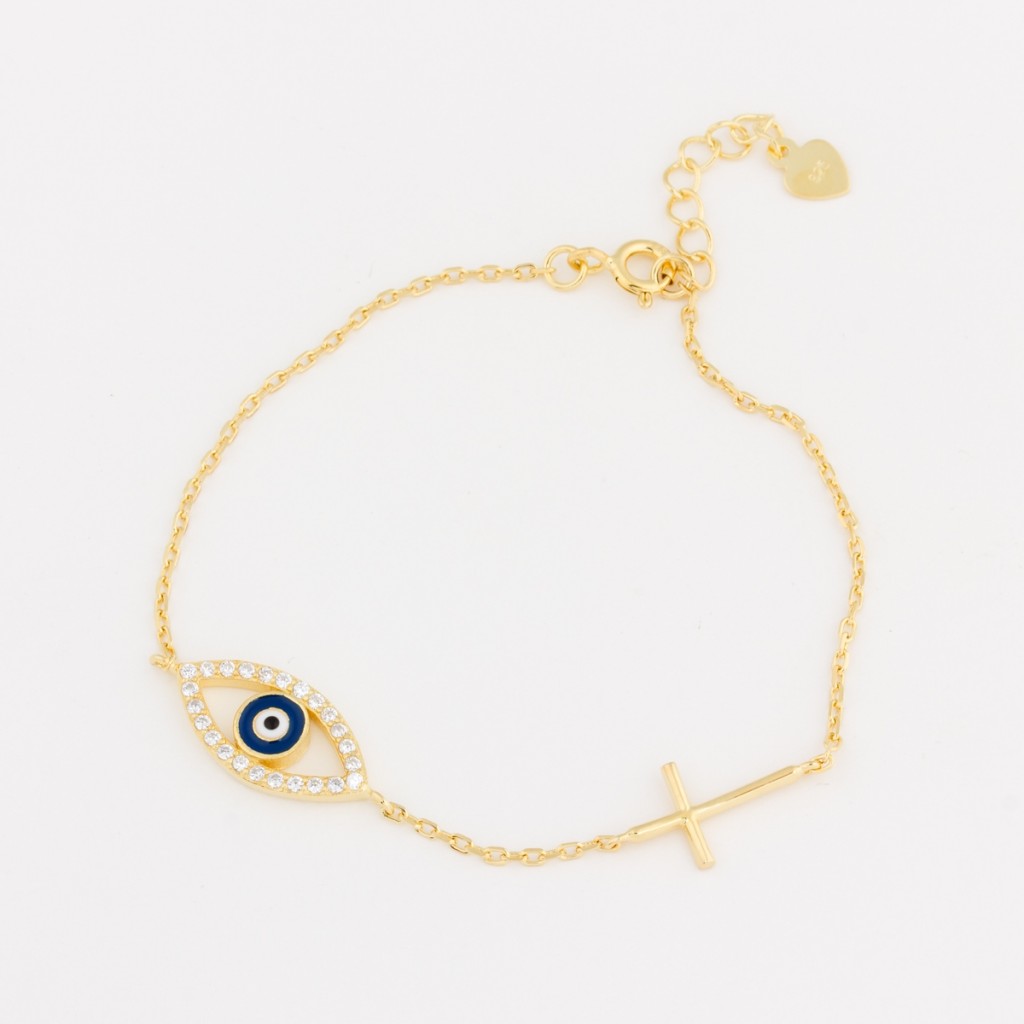 Cross and evil eye cheap bracelet