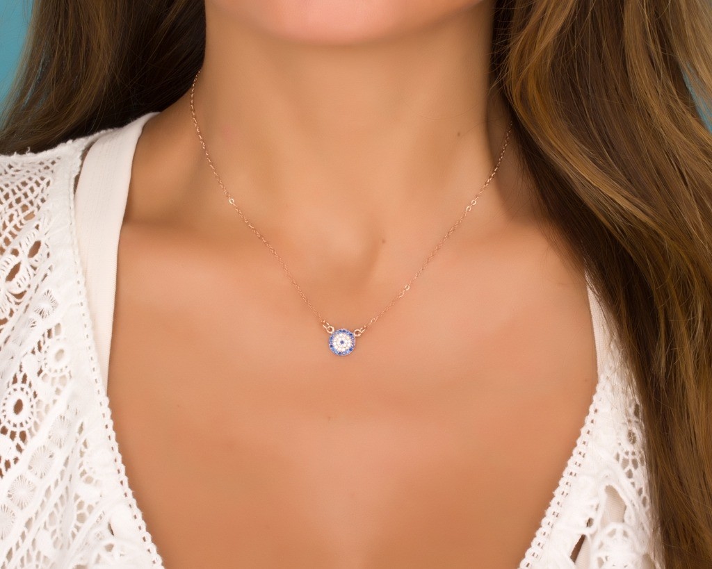 Tiny evil sales eye necklace