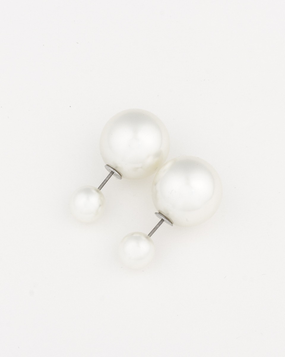 Double pearl earrings front and back Clearance