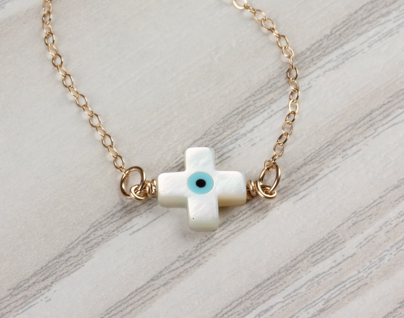 Cool Bracelet Design Harpina Evil Eye Bracelet Cross Gold Sideways Christening