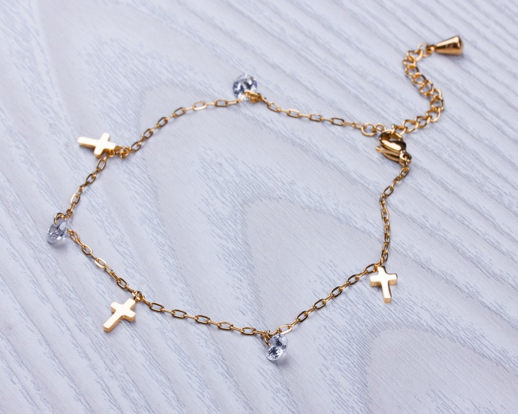 Cross Anklet Crystal Anklet Rose Gold Ankle Bracelet