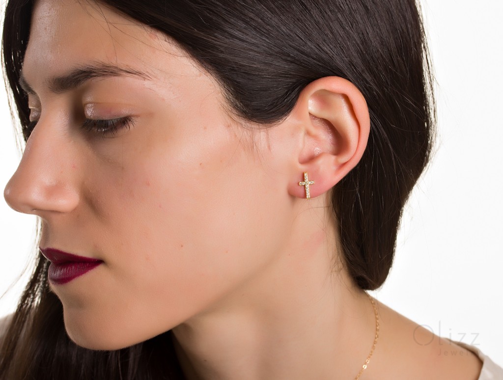 Small cross earrings 2025 studs
