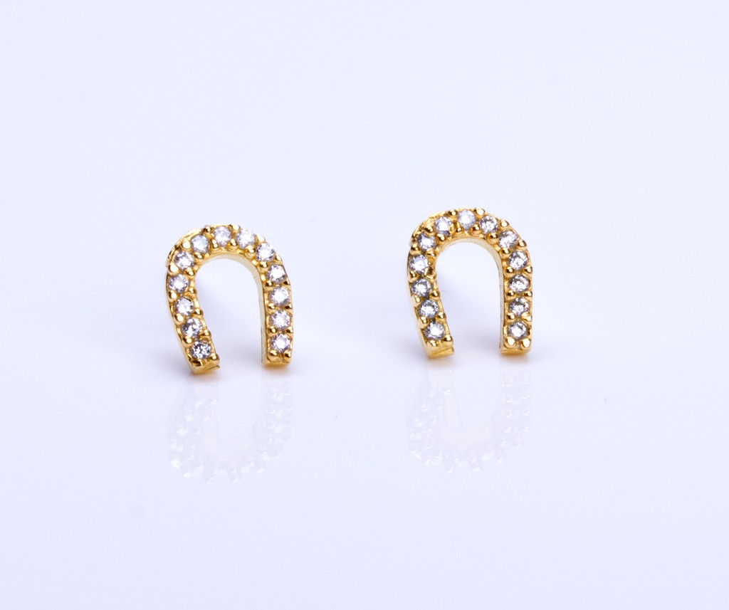 Cubic Zirconia Earrings Womens Rose Gold Lamos Horseshoe Stud Earrings Gold Tiny Cz