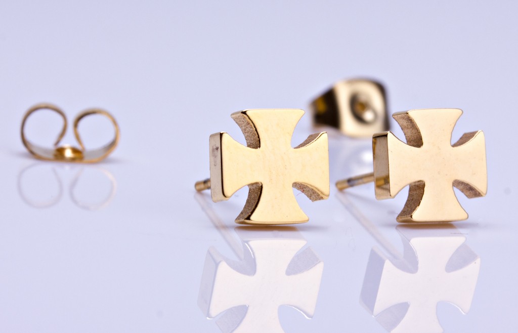 Earrings For Sensitive Ears Studs Pistis Gold Cross Stud Earrings Crusader Tiny Rose Studs