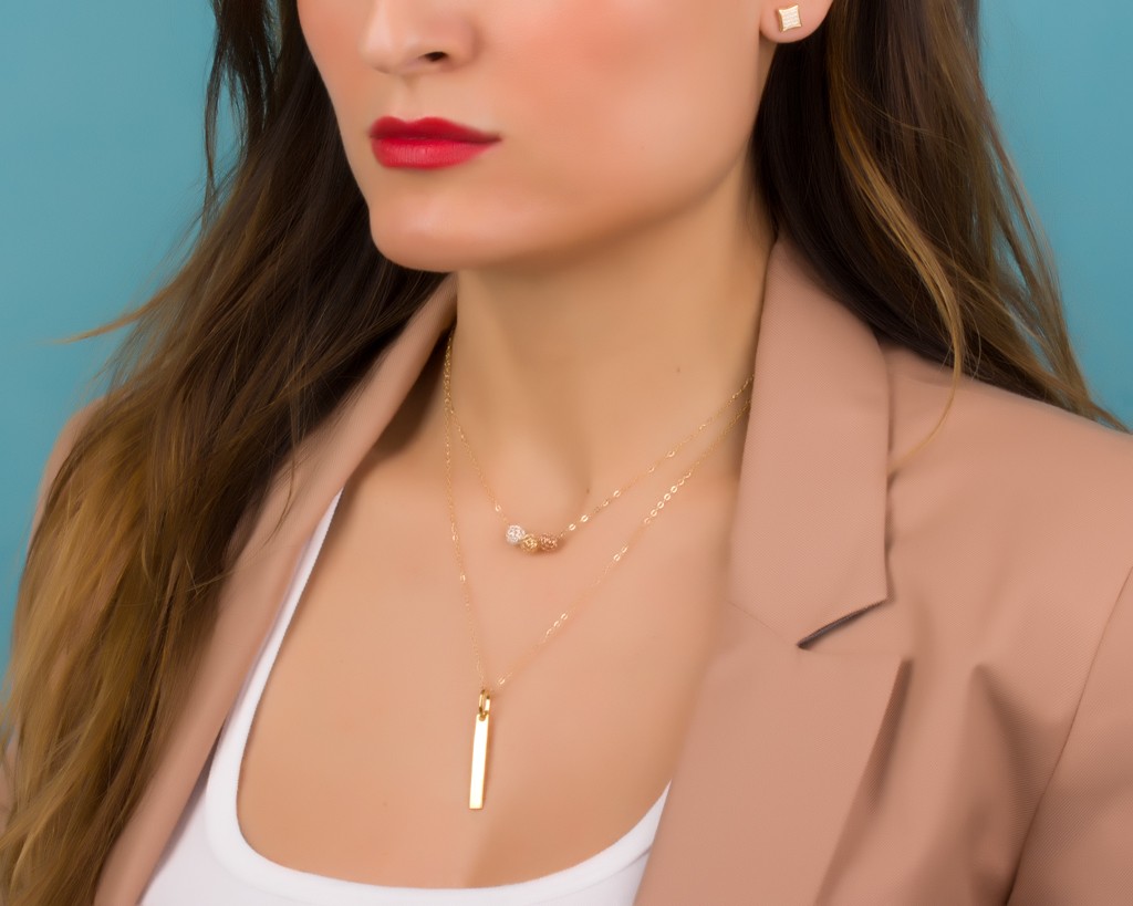 Gold necklace and new arrivals silver earrings