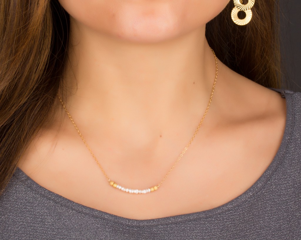 Pearl Bar Necklace Freshwater Pearl Necklace