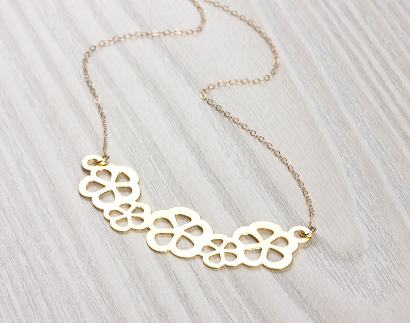 Long gold statement necklace clearance