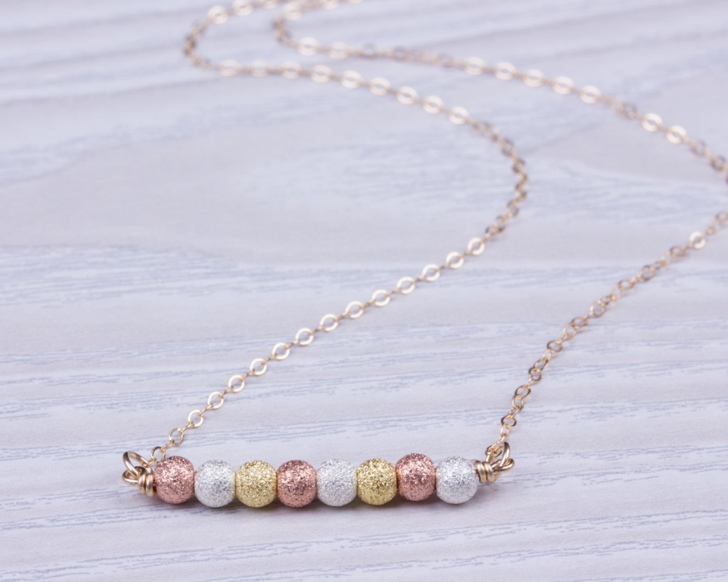 Rose gold sales bead necklace