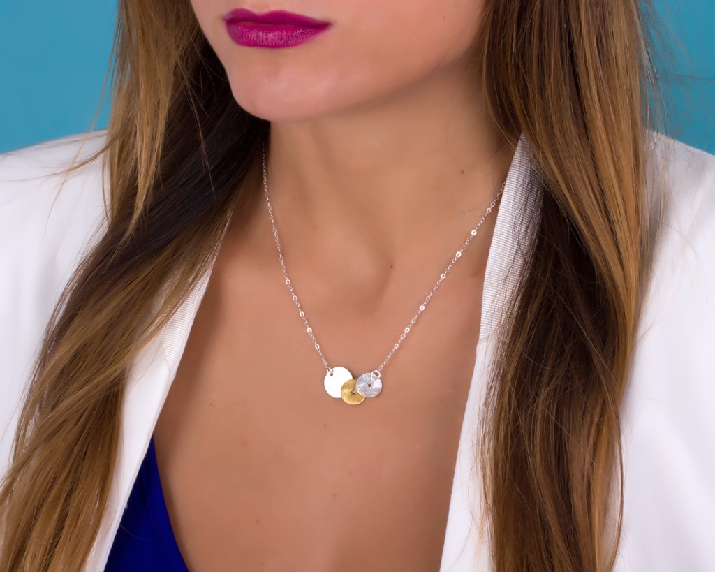 Coin Necklace / Brushed Gold Necklace 