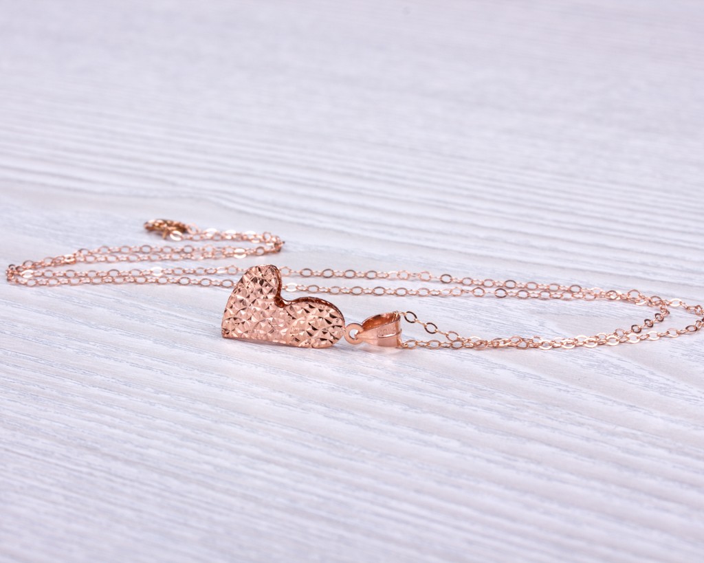 Rose Gold Heart Necklace • Valentines Day Gift