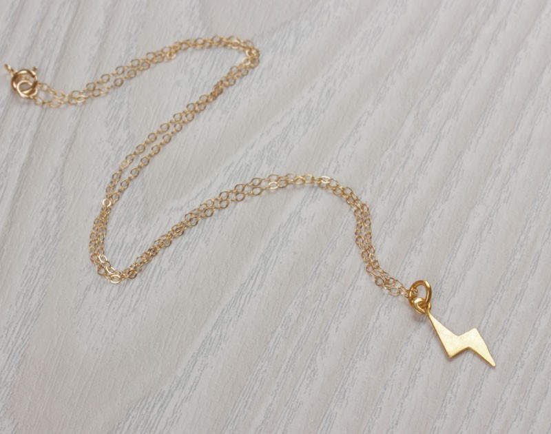 Thunder Necklace Lightning Bolt Ilissus Tiny Gold Lightning Bolt Necklace Thunder Minimal
