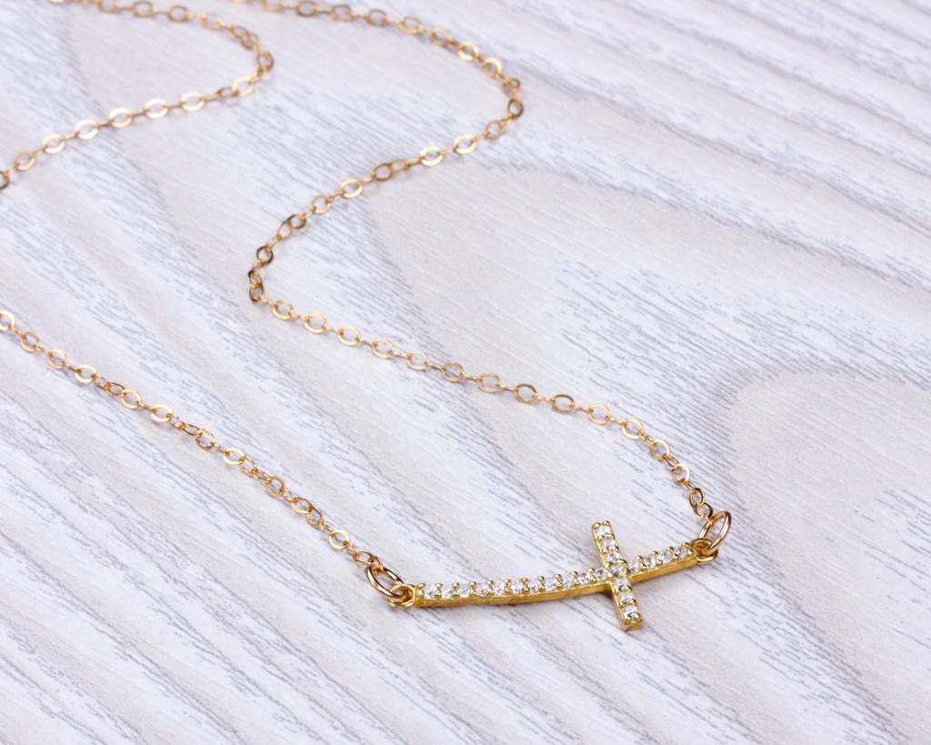 Layered cross necklace gold Outlet