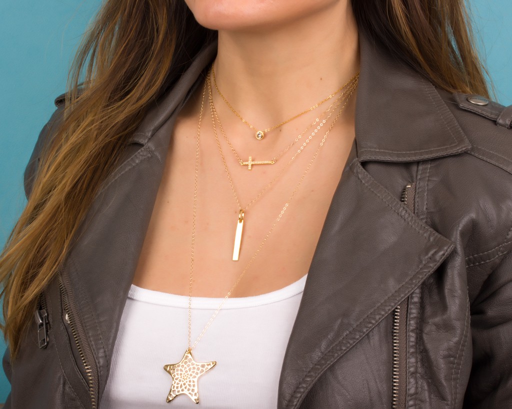 Layered Necklace Sideways Cross Necklace Neicea