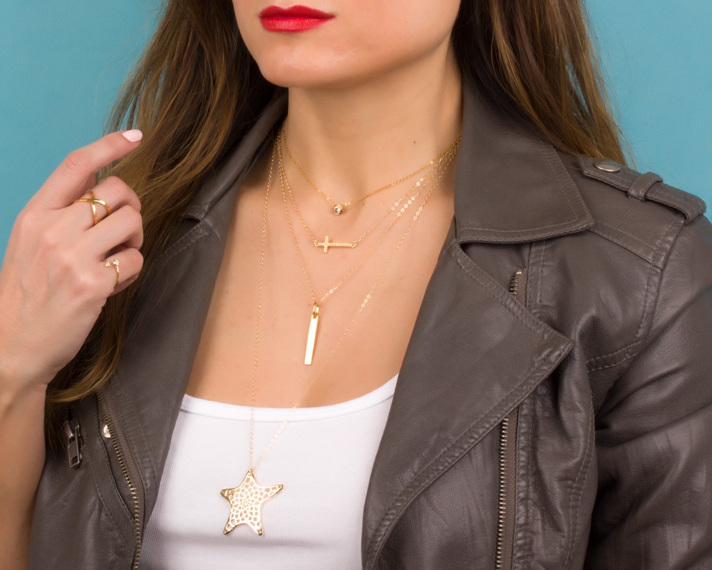 Layered necklace hotsell cross