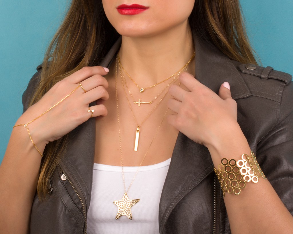 Layered Necklace Sideways Cross Necklace Neicea