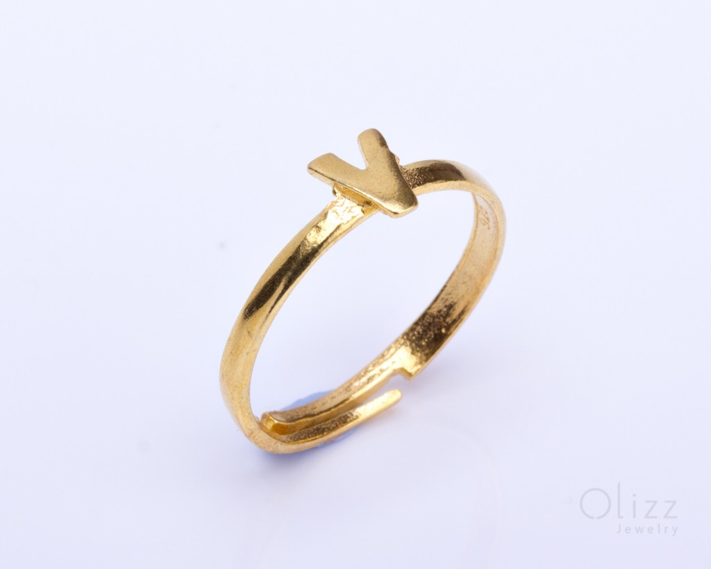 personalized gold ring gold letter ring alpha omega stackable letter rings