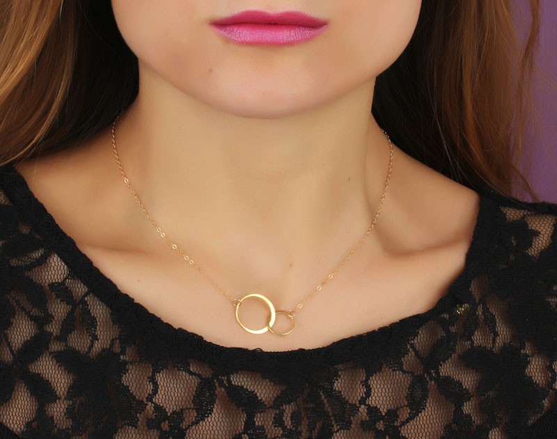 Double Circle Necklace Infinity Necklace Two Circles