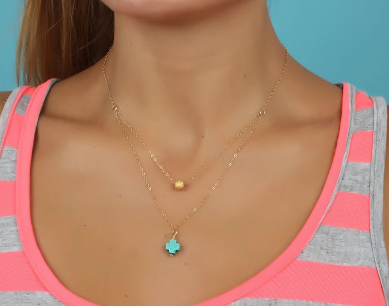 Layered turquoise necklace deals