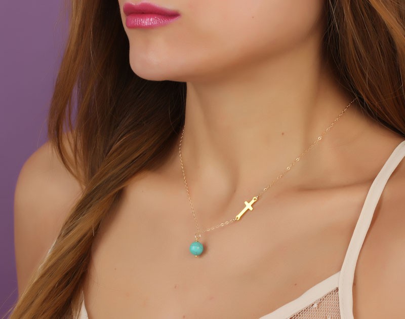 Asymmetrical Necklace / Sideways Cross 