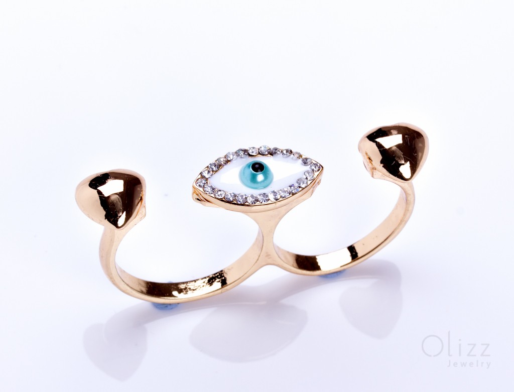 Evil Eye Jewelry Modern Ring For Women Talos Double Heart Ring Evil Eye Gold Protection