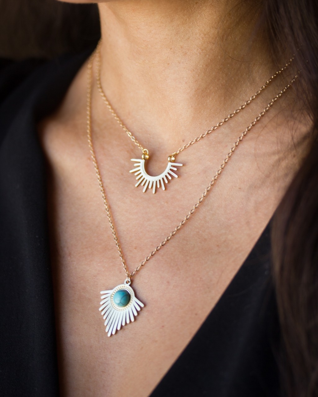 Gold boho necklace deals