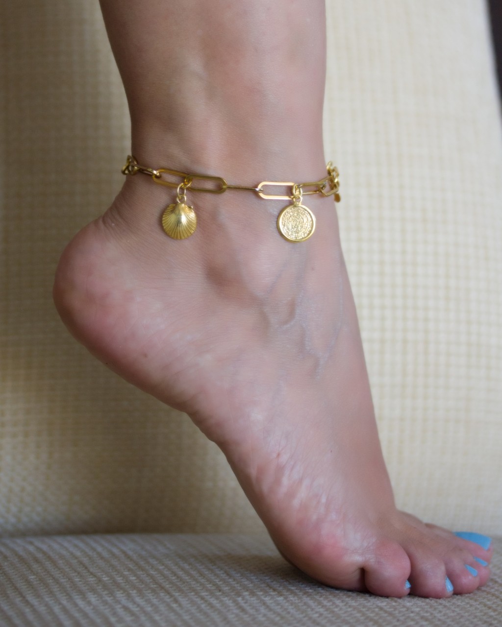 Chunky gold anklet hotsell