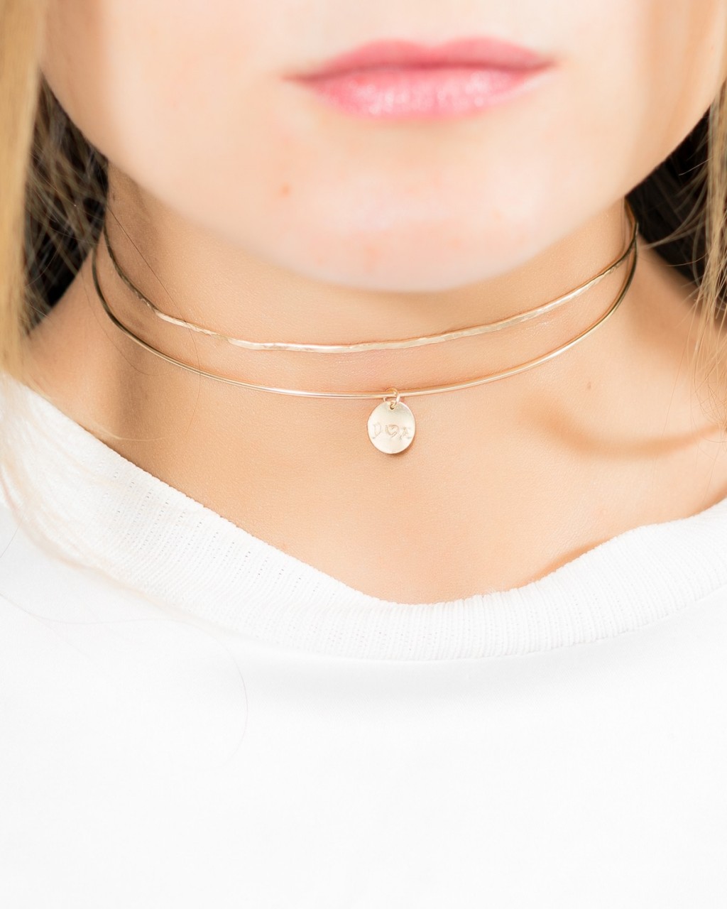 Initial Choker Necklace Collar Necklace