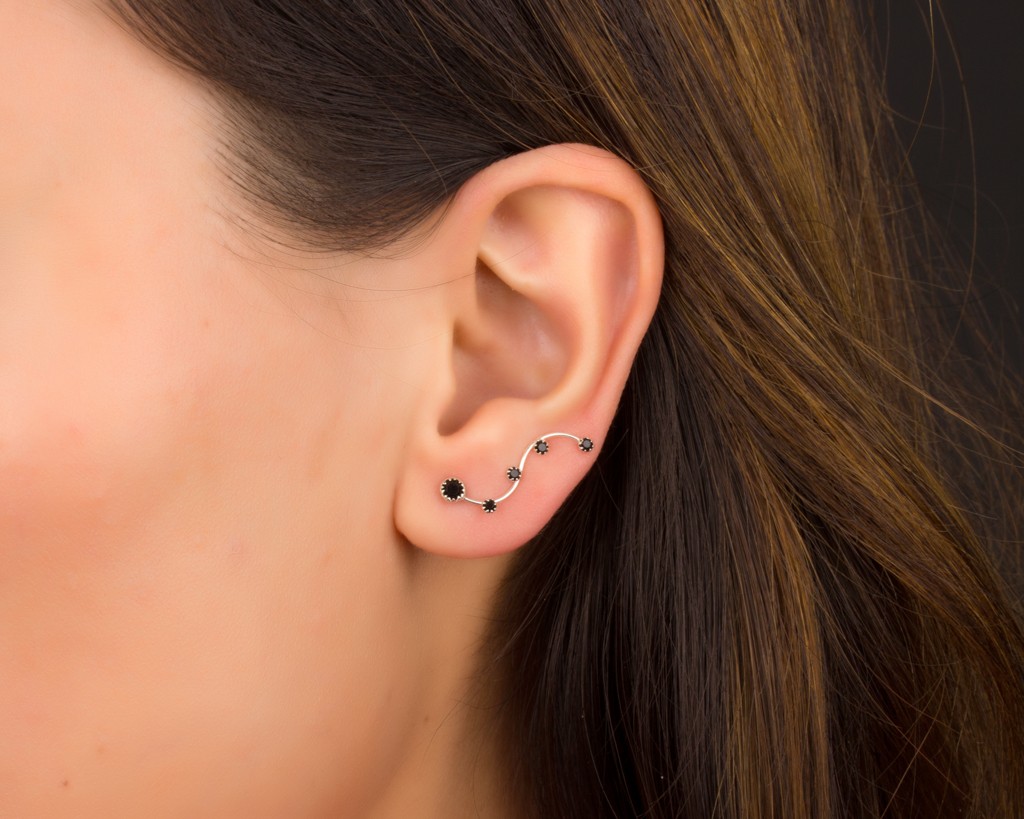 Black Ear Cuff Ear Climber earrings Ear Crawler Cuff Earrings