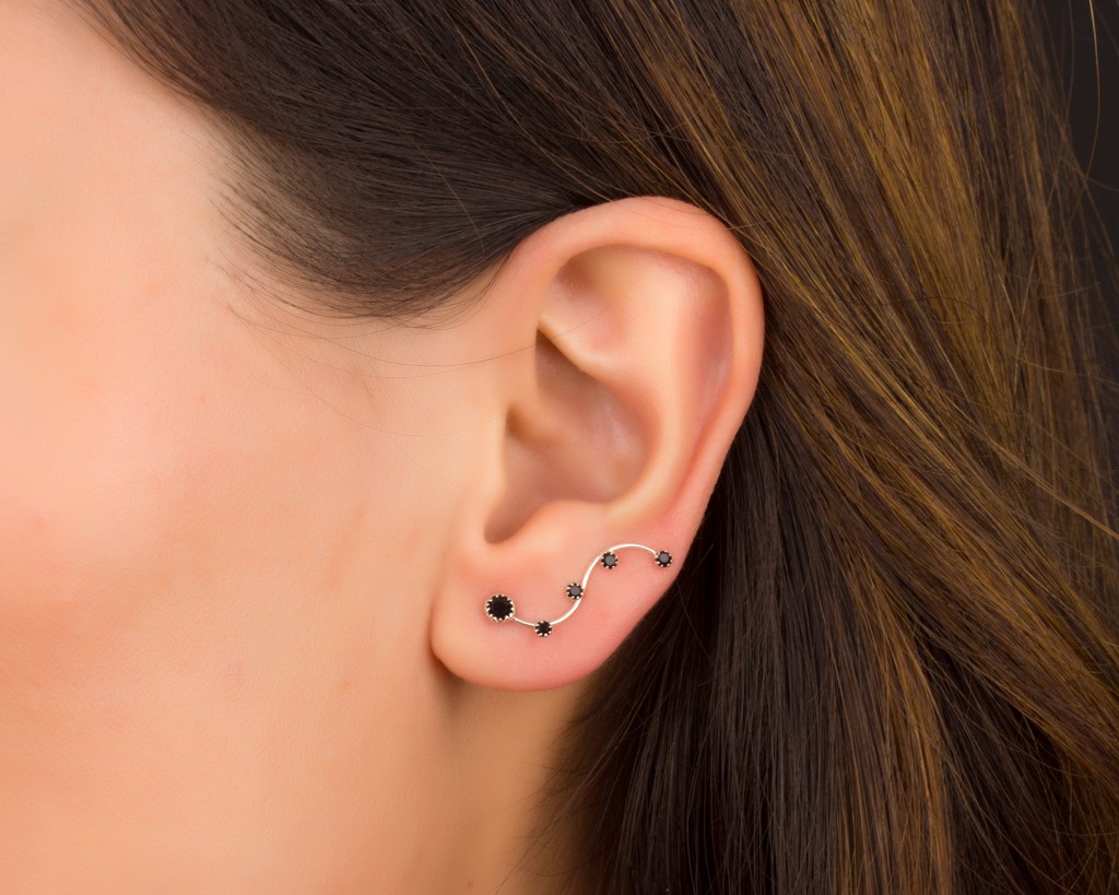 Black crawler earrings store