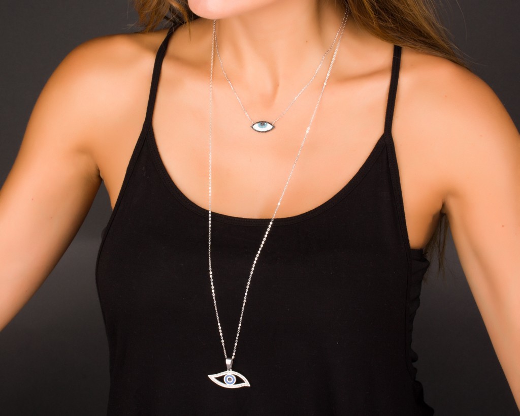 Long evil eye sale necklace