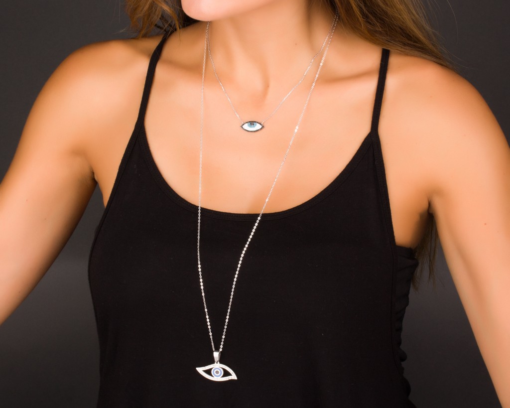 Large evil eye necklace top