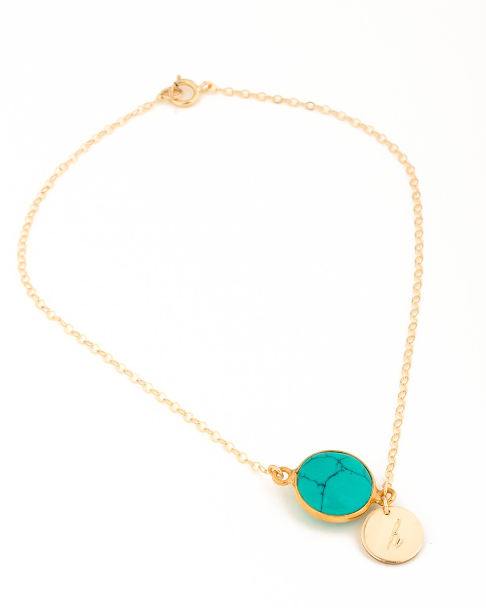 Personalized Anklet - Turquoise Ankle Bracelet - Anklet