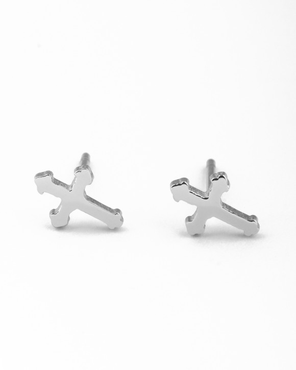 Cross Studs • Silver Stud Earrings 