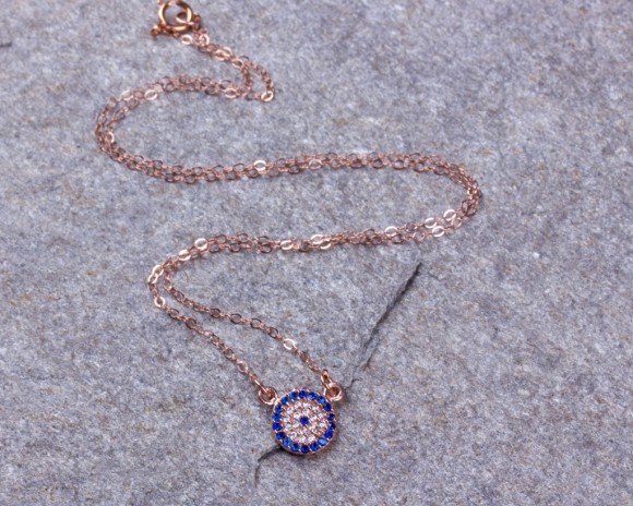 Rose Gold Evil Eye Necklace • Tiny Evil Eye Necklace