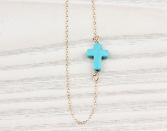 Sideways cross bracelet, turquoise cross bracelet, best friend bracelet, gold cross bracelet, turquoise cross jewelry, faith bracelet, "Eris