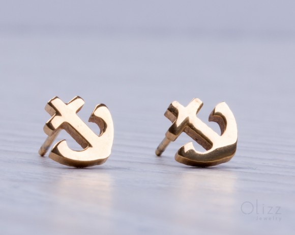 Anchor stud earrings, gold stud earrings, tiny anchor earrings, stainless steel earrings, gold earrings, post earrings, love anchor,"Proteus