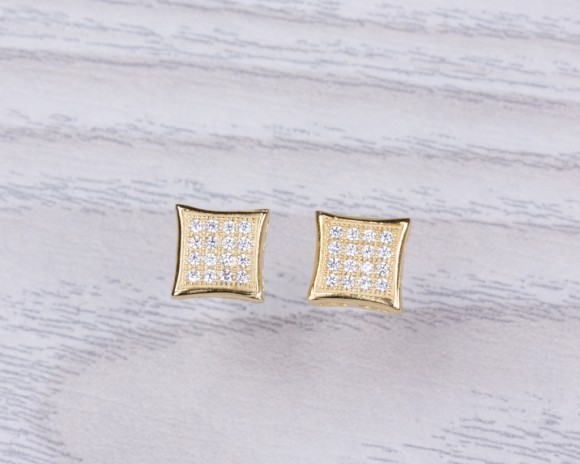 Diamond shaped stud earrings, cubic zirconia stud earrings, square earrings, gold stud earrings, sterling silver earrings, bridal, "Rhea"