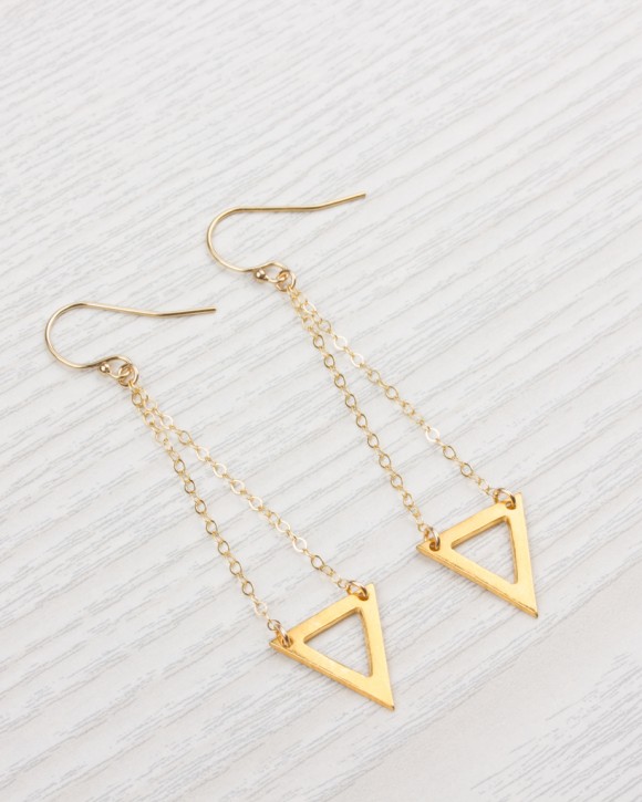 Gold Dangle Earrings  • Triangle Earrings