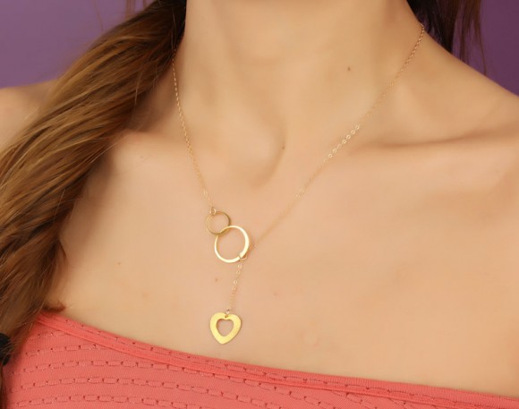 Gold Infinity Necklace, Gold Lariat Necklace / Heart Necklace, Bridesmaid Necklace / Love Necklace, Eternity Necklace | "Meliboea"