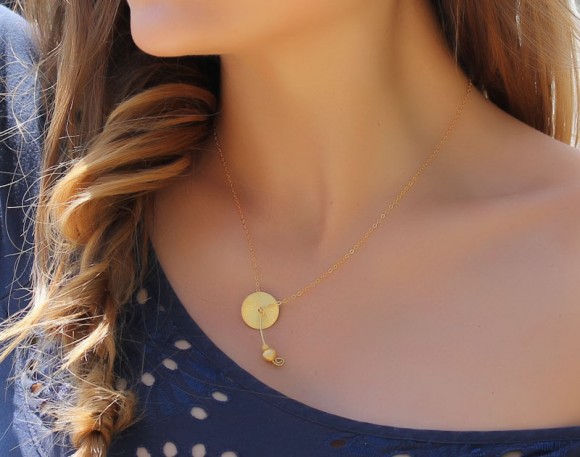 Disc Gold Necklace, Coin Necklace / Brushed Gold Necklace, 14k Gold Filled / Simple Everyday Necklace, Bridal Necklace | "Clymene"