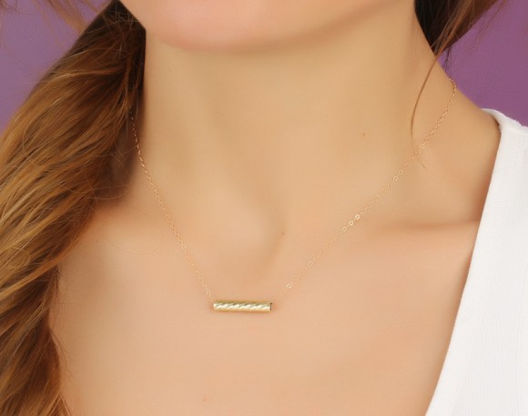 Gold Bar Necklace, Simple Bar Necklace / 14k Gold Filled Necklace, Bridesmaid Necklace / Minimalist Bar Necklace, Tiny Bar Necklace | "Eidothea"