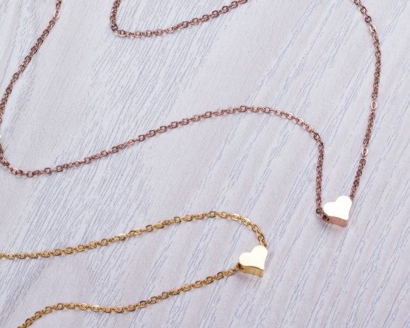 Tiny Heart Necklace, Rose Gold Heart Necklace / Gold Heart Necklace, Anniversary Gift / Bridesmaid Gift, Love Necklace | "Iasion"
