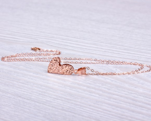 Rose Gold Heart Necklace • Valentines Day Gift