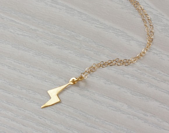 Tiny Gold Lightning Bolt Necklace, Thunder Necklace / Gold Lightning Bolt Necklace, Minimal Necklace / 14k Gold Filled Necklace | "Ilissus"