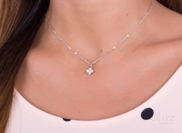 Swarovski Cross Necklace, Sterling Silver Necklace / Tiny Cross Necklace, Bridesmaid Necklace / Silver Cross Necklace | "Lilaea"