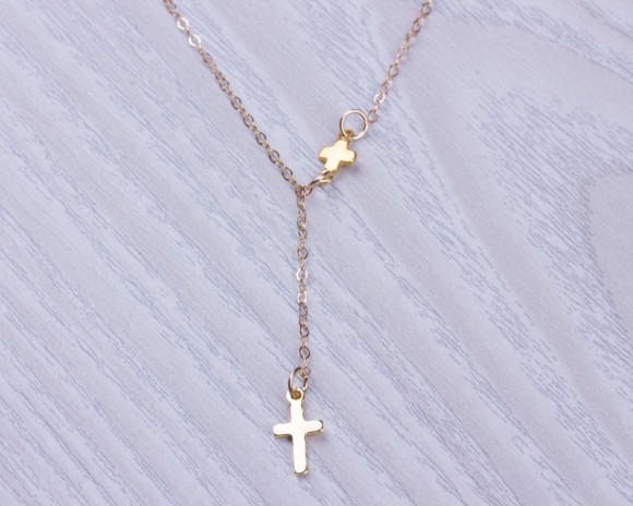 Cross Lariat Necklace • Gold Lariat Necklace