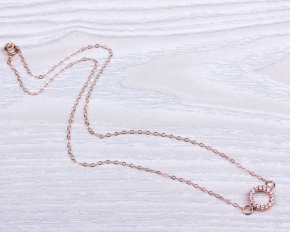 Rose Gold Circle Necklace • Ring Necklace