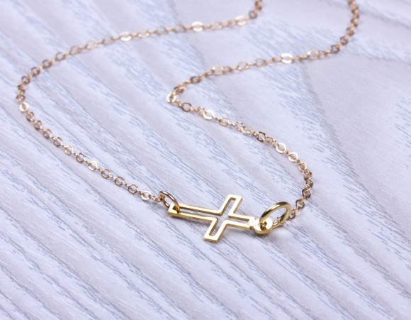 Sideways Cross Necklace