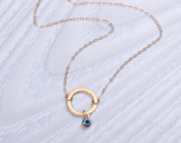 Gold Circle Necklace, Infinity Necklace / Evil Eye Necklace, Bridesmaid Necklace / 14k Gold Filled, Eternity Necklace | "Peuce"