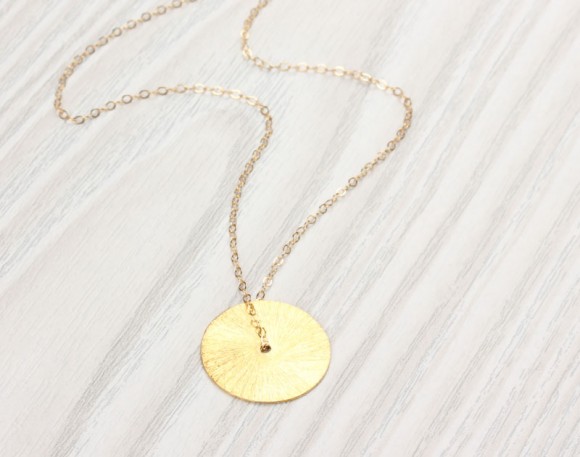 Large Disc Necklace, Gold Disc Necklace / Gold Circle Pendant, Bridesmaid Jewelry / Eternity Necklace, 14k Gold Filled Pendant | "Semele"